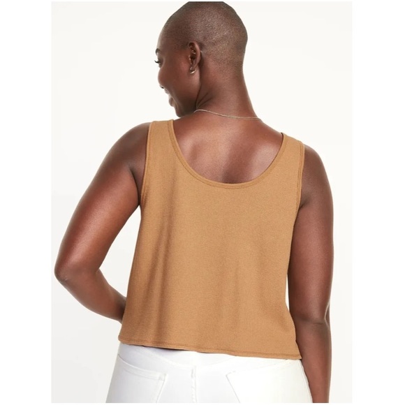 NWT Old Navy Cropped Waffle Knit Button Front Scoop Neck Tank - Picture 3 of 9